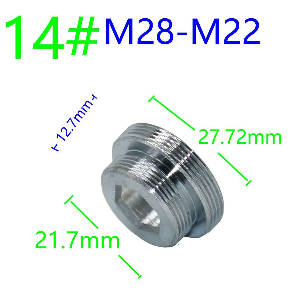 Silver 1/2" M16 M17 M18 M19 M20 M22 M24 M28 M32 Thread Connector Brass For Faucet Conversion Repair Tap Adapter 1Pcs