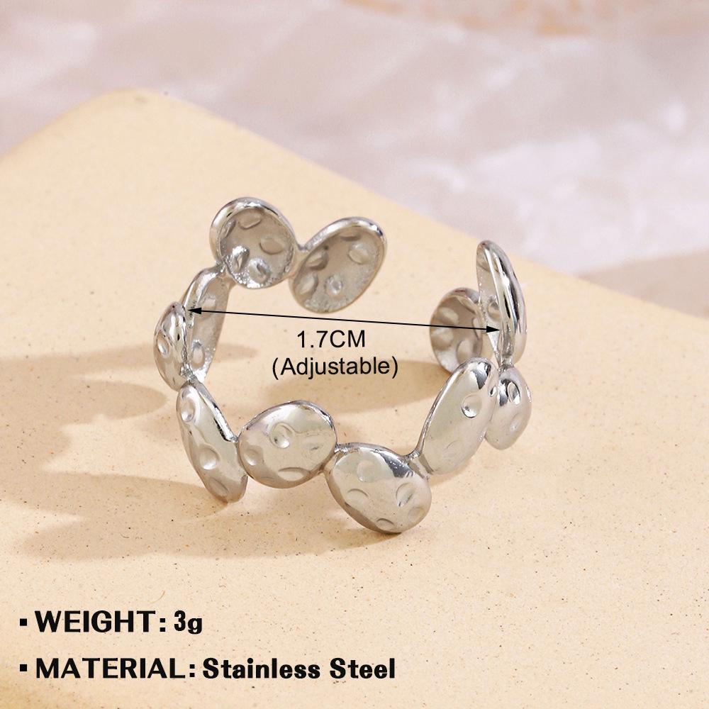European & American Fashion Stainless Steel Heart-Shaped Geometric Ring - French Retro Style