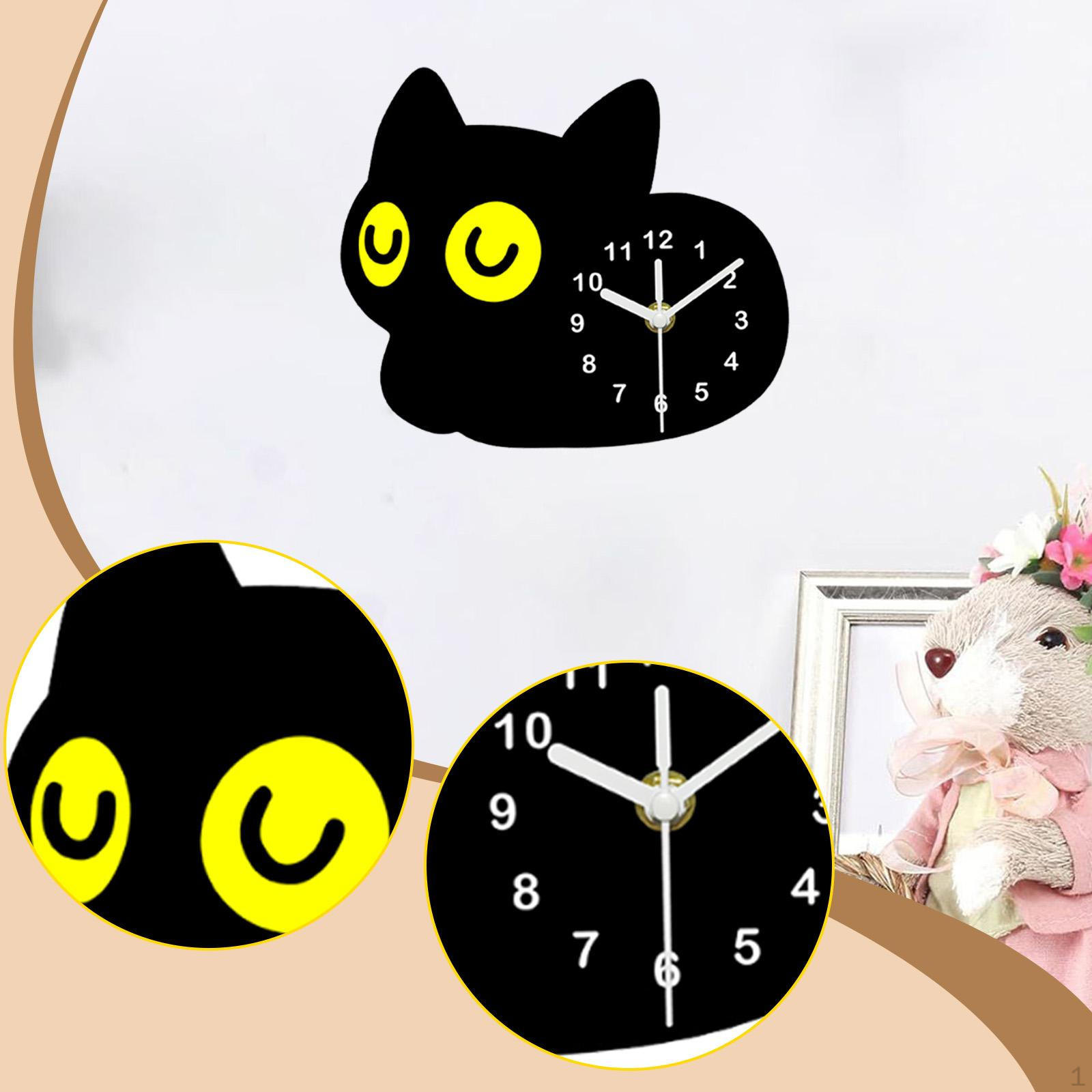 

Cat Desk Clock Silent Non Ticking Animal Collection Analog Room Decoration Wall for Classroom