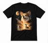 Corgi Howling To The Moon Animal Corgi Full Moon Animals Black T-shirt
