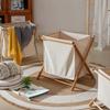 Solid Wood Foldable Laundry Basket for Bedroom and Bathroom Storage