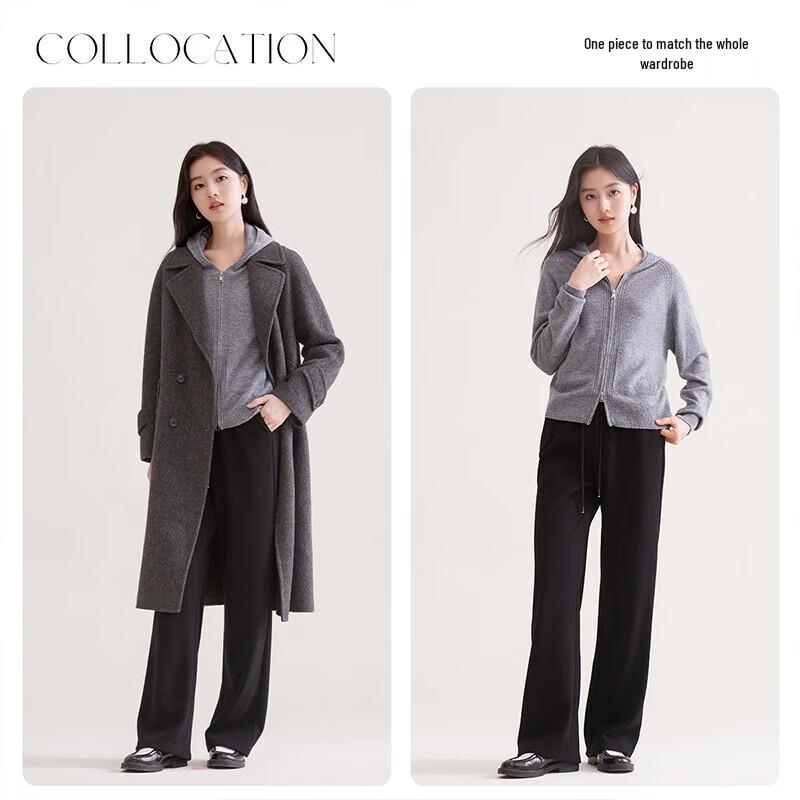 Xiangying Women's Hooded Full-Zip Knit Cardigan