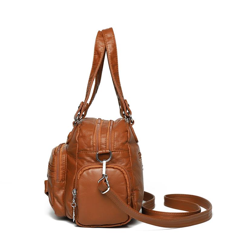 Women's Soft Leather Shoulder Bag Large Capacity Lightweight Crossbody Bag Mother Bag