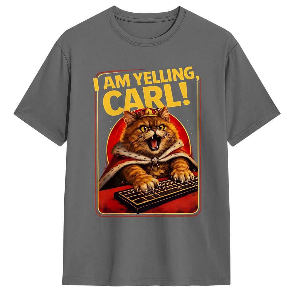 T Shirt I Am Yelling Carl Angry Cat Fantasy Bookish Dungeon Crawler Carl T Shirts Fashion Summer Tee Shirt Classic Cotton Tops