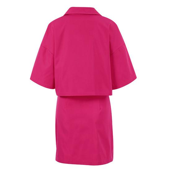 2Pcs/Set Women Shirt Skirt Set Lapel Short Sleeve Buttons Placket Shirt High Waist Short Skirt Set Solid Color Outfit