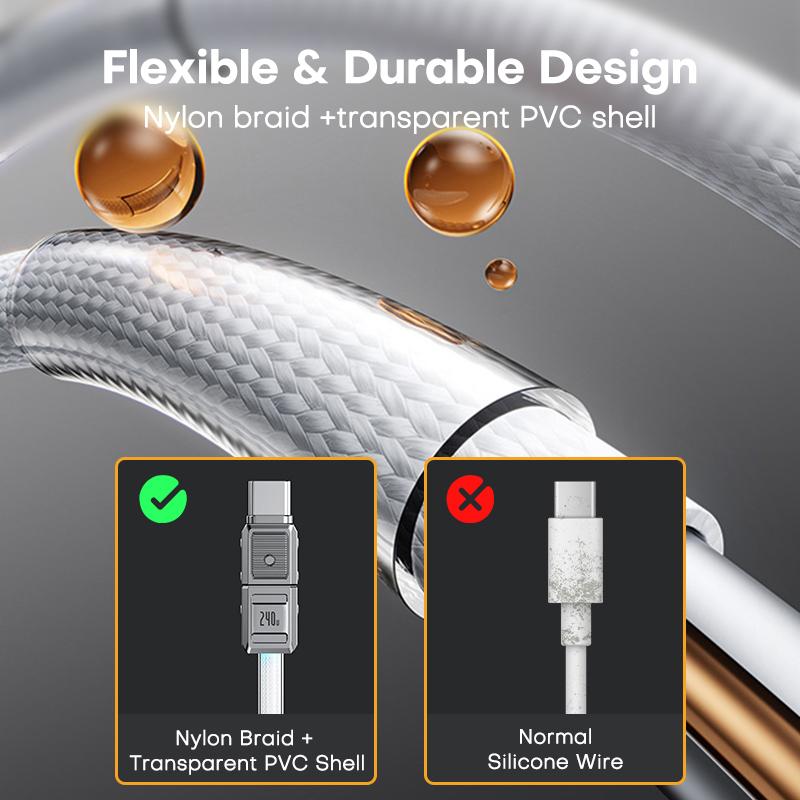 QOOVI PD 240W USB C auf USB Typ C Kabel Für Macbook Laptop Ladegerät Schnellladung Für iPhone 16 Xiaomi Samsung Ladekabel