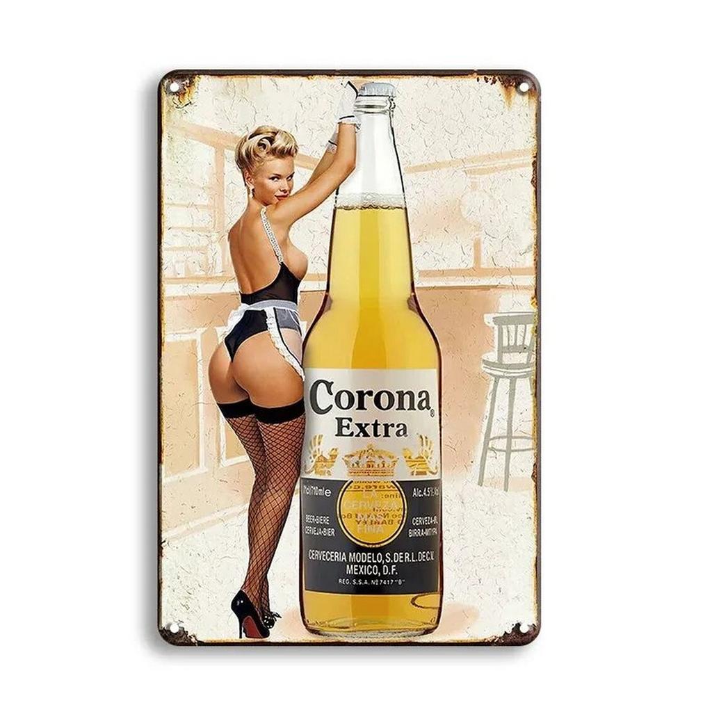 Metal Tin Signs Pinup Girl Beers Wall Decoration Plaque Vintage Art Poster Iron Painting for Man Cave Home Cafe Garden Club Bar