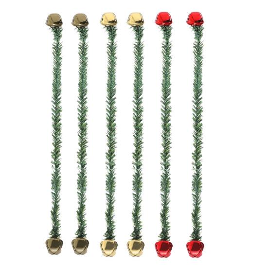 Christmas Garland Ties with Bells Decorative Rope Straps for Wreaths Railings Stairs Flexible Faux Pine Needle Twist Ties Xmas Holiday Decor
