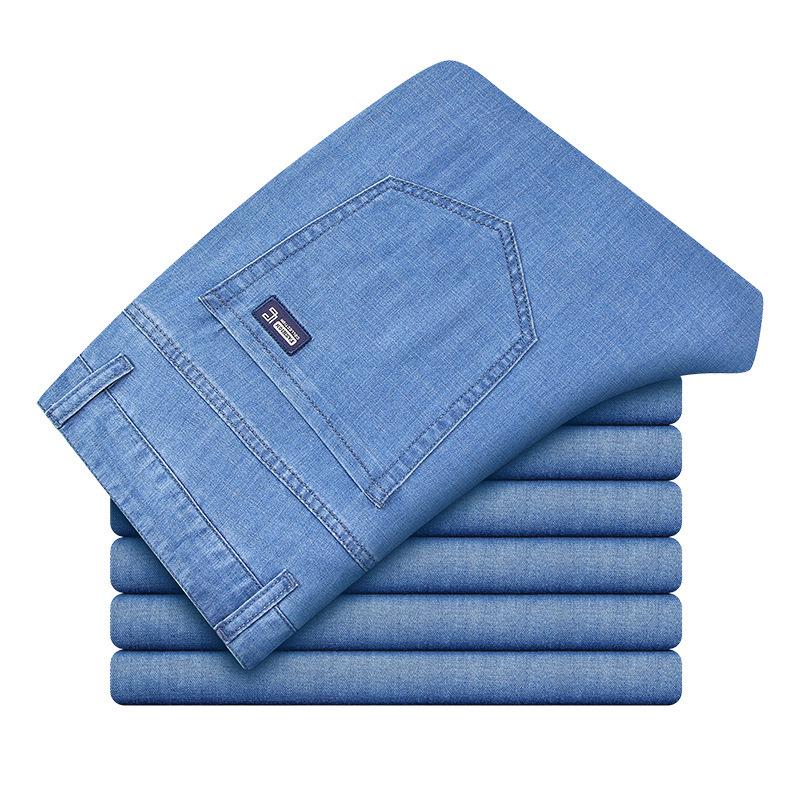 Tencel Herren Leichte High-Waist Ice Silk Jeans für den Sommer