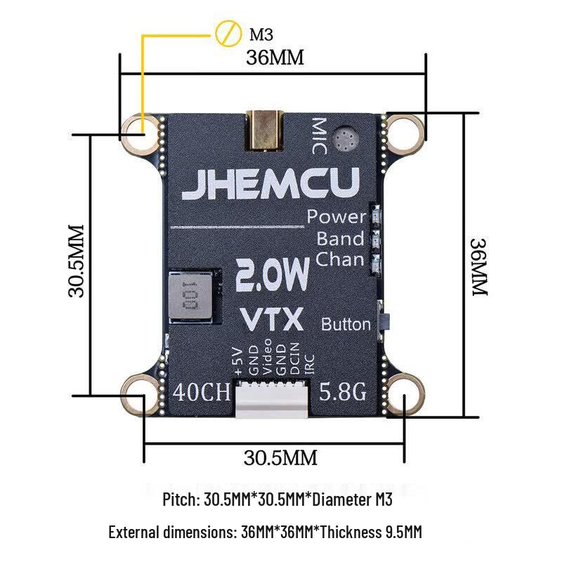 JHEMCU Jinhang 2W 5.8G FPV Video Transmitter