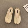 Fashion Bailamos Women Split Toe Fur Slippers Tabi Ninja Slip On Flats Round Toe Shallow Lazy Boat Slingback Mules Shoes Soft Warm Loafe
