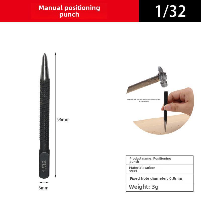 High Hardness Drill Bit with Manual Positioning Center Punch for Precision Punching and Marking. Ideal for Locating Circles, Dots, and Squares.