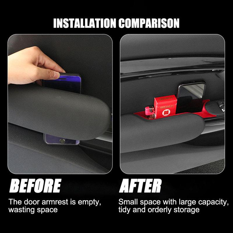 Boîte de rangement de porte de voiture Poignée intérieure Contenant de rangement en ABS Support pour téléphone Pour Mini Cooper S JCW F55 F56 Berline Accessoires de voiture