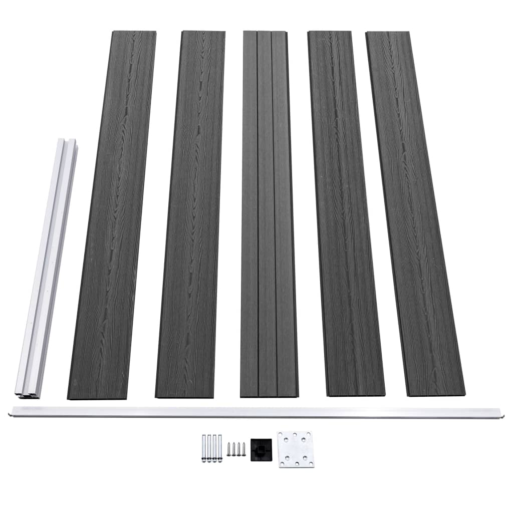 WPC Fence Panel Set 353 X 105 Cm Black