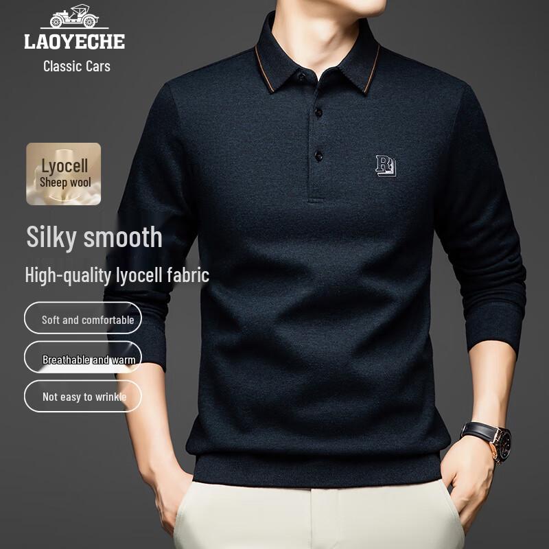 

Lao Ye Che Men s Lyocell Blend Long-Sleeve Polo Knit Shirt M