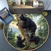 Black Bear Round Area Rug,Carpet Rug for Living Room Bedroom Sofa Playroom Decor,Non-slip Floor Mat