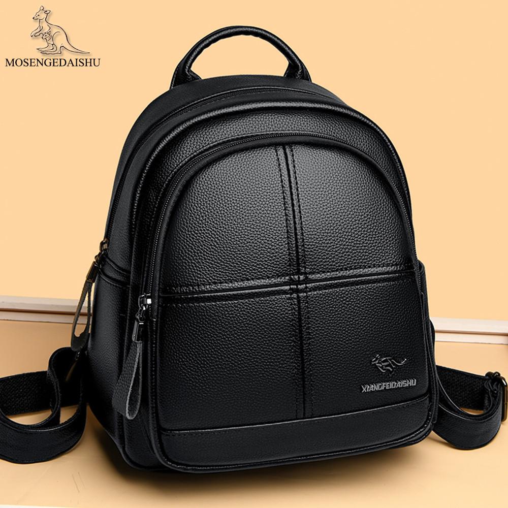 Zaino femminile di design Zaini in pelle vintage di qualità per donna Borsa da scuola di grande capacità Borsa da viaggio Borsa da donna Sac A Dos ner