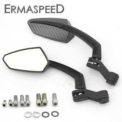 Espejos Retrovisores de Motocicleta Par Universal Carcasa con Aspecto de Fibra de Carbono Espejo Lateral de Manillar Negro Para Motocicleta Scooter