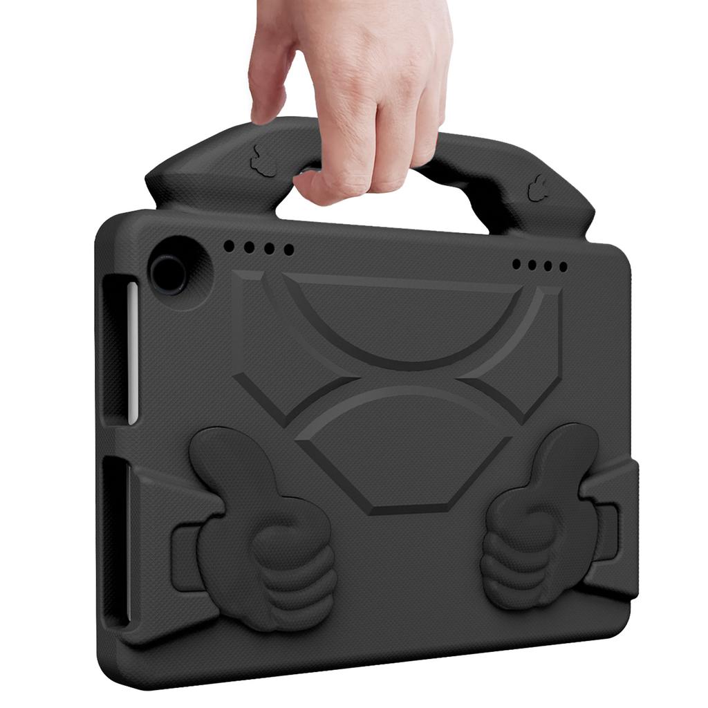 Thumb Design Protective Case Fits for Kindle Fire HD8 HD8 Plus EVA Shockproof Protector with Rotatable Handle Black