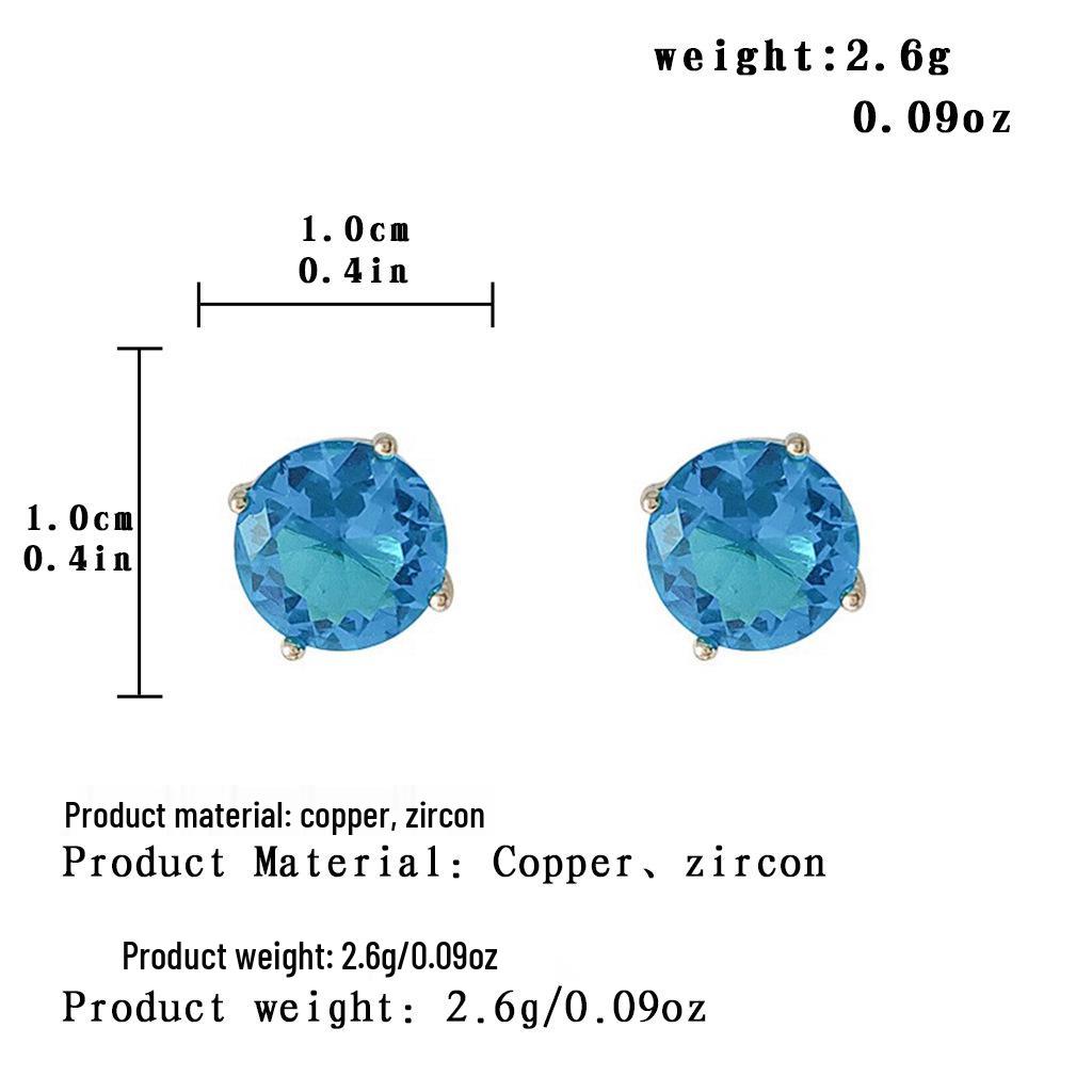 Royal Blue Zircon Stud Earrings - Stylish and Versatile Niche Silver Needle Ear Jewelry