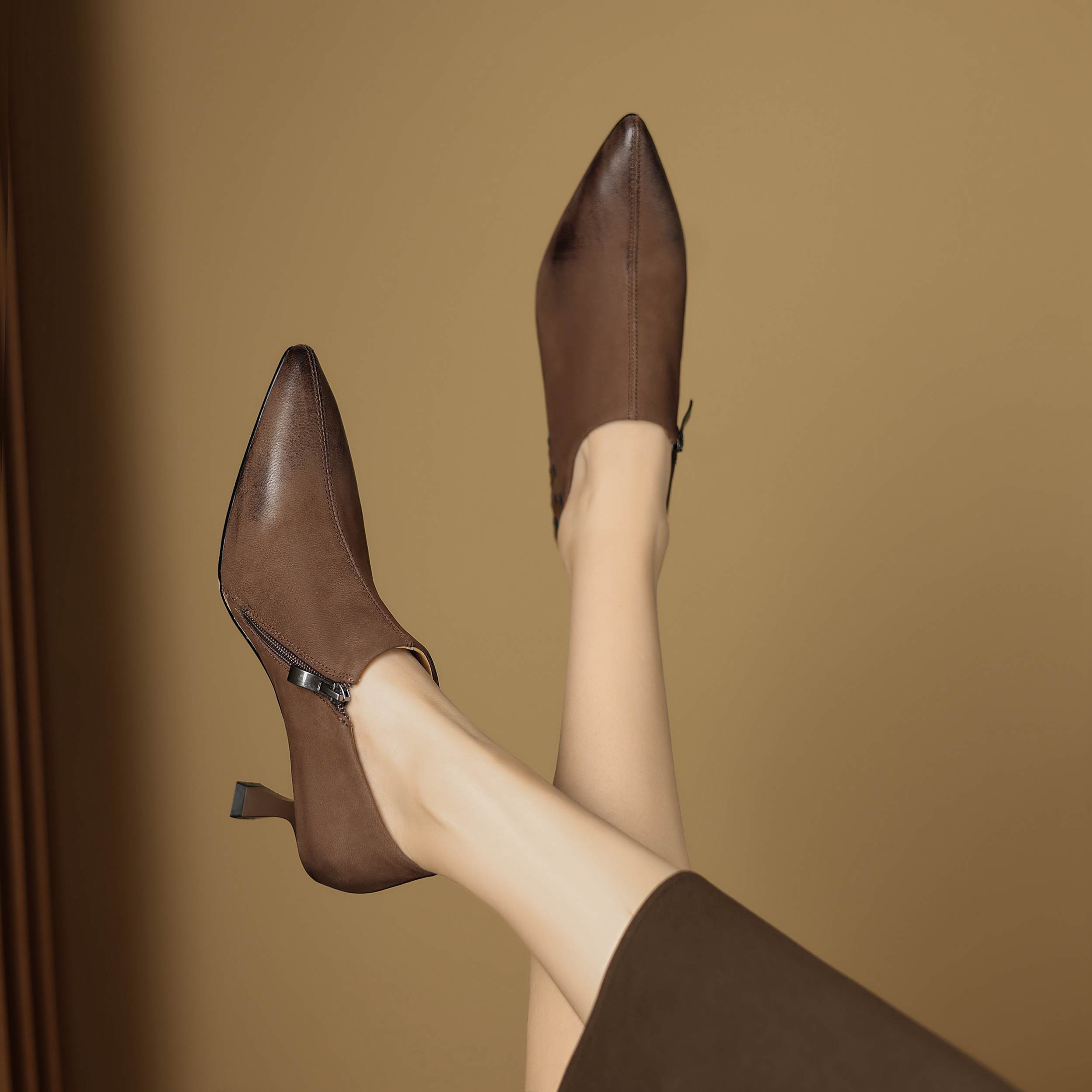 

Krazing Pot Sheep Skin Autumn Winter Shoes Stiletto Thin High Heels Size 41 Pointed Toe Pumps 41 коричневый