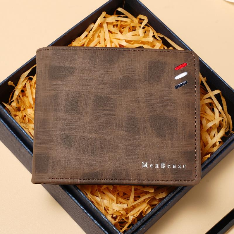 New Men'S Wallet Men'S Short Wallet Middle-Aged And Youth Wallet Large Capacity Durable Wallet