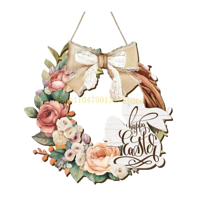 Convenient Wooden Rabbit Hanging Ornament Easy to Place for Easter Decoration top sale