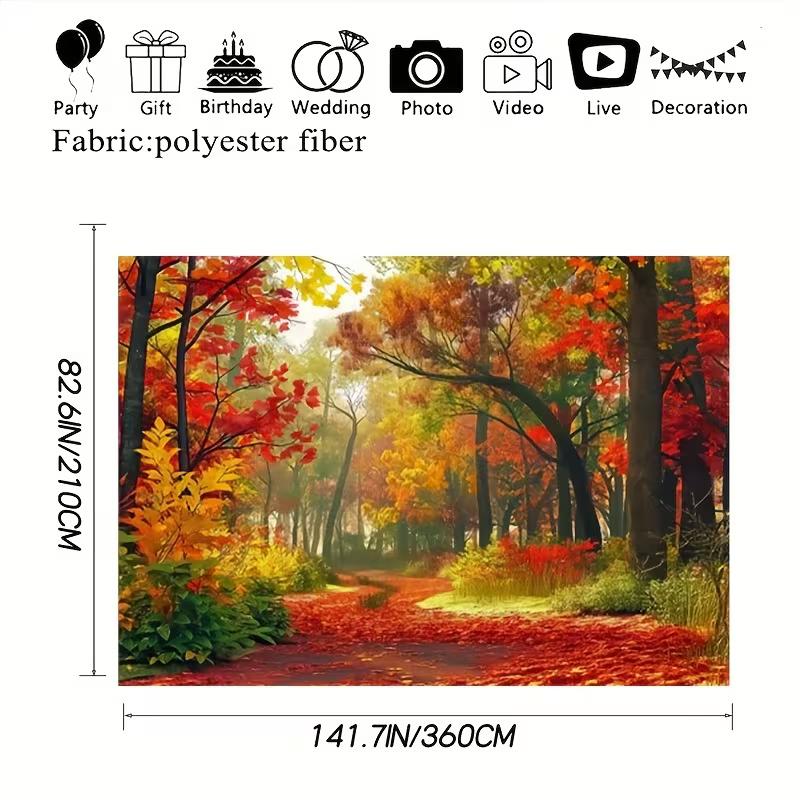 Oil Painting Autumn Forest Tapestry Red Maple Leaves Wall Hanging for Aesthetic Room Decor