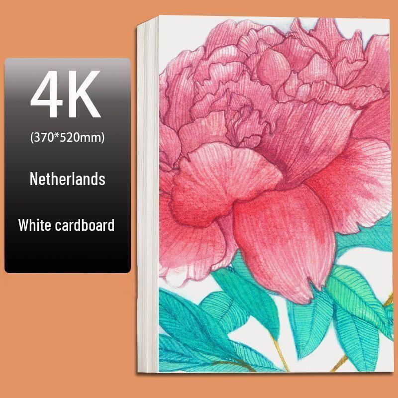 Dutch White A4 Thickened Cardboard: 8K Hand-Painted & A3 Art Paper, 180g