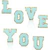 6Cm Towel Embroidery Lake Blue English Letter Embroidery Cloth Sticker Bag Decoration Patch Sticker Ironing Number Sticker