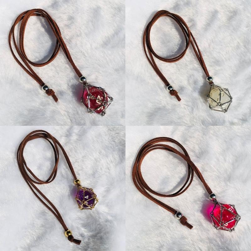 Trendy Cage Holder Necklace with Interchangeable Crystal Rope Pendant Fashionable Crystal Stone Accessory for Women