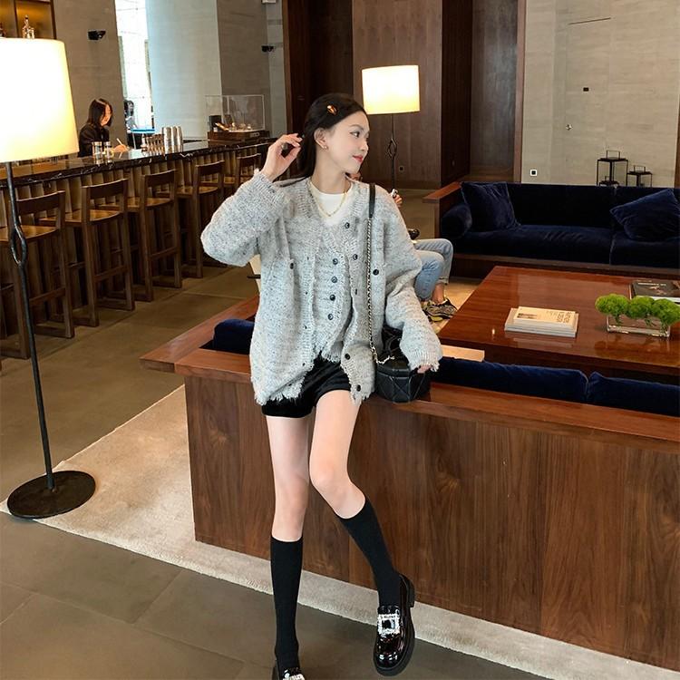Sheepskin version of genuine leather women's rhinestone square buckle shoes British small leather shoes round head versatile thick sole thick heel
