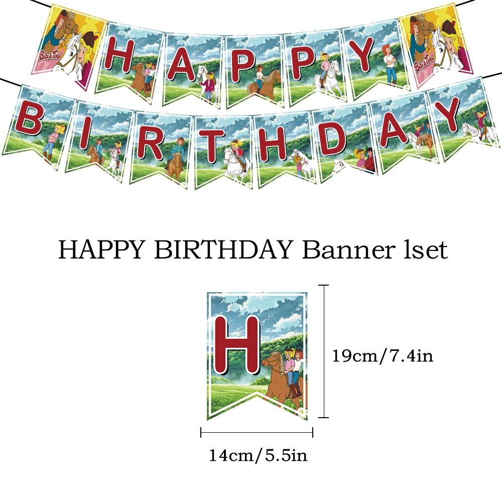 Bibi & Tina Birthday Banner Kit+Cupcake Toppers Balloons Party-Themed Decoration