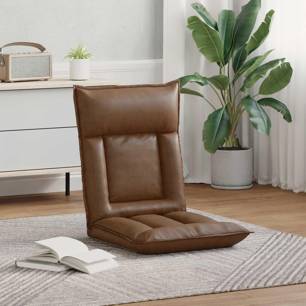 Adjustable Floor Chair Brown Fabric