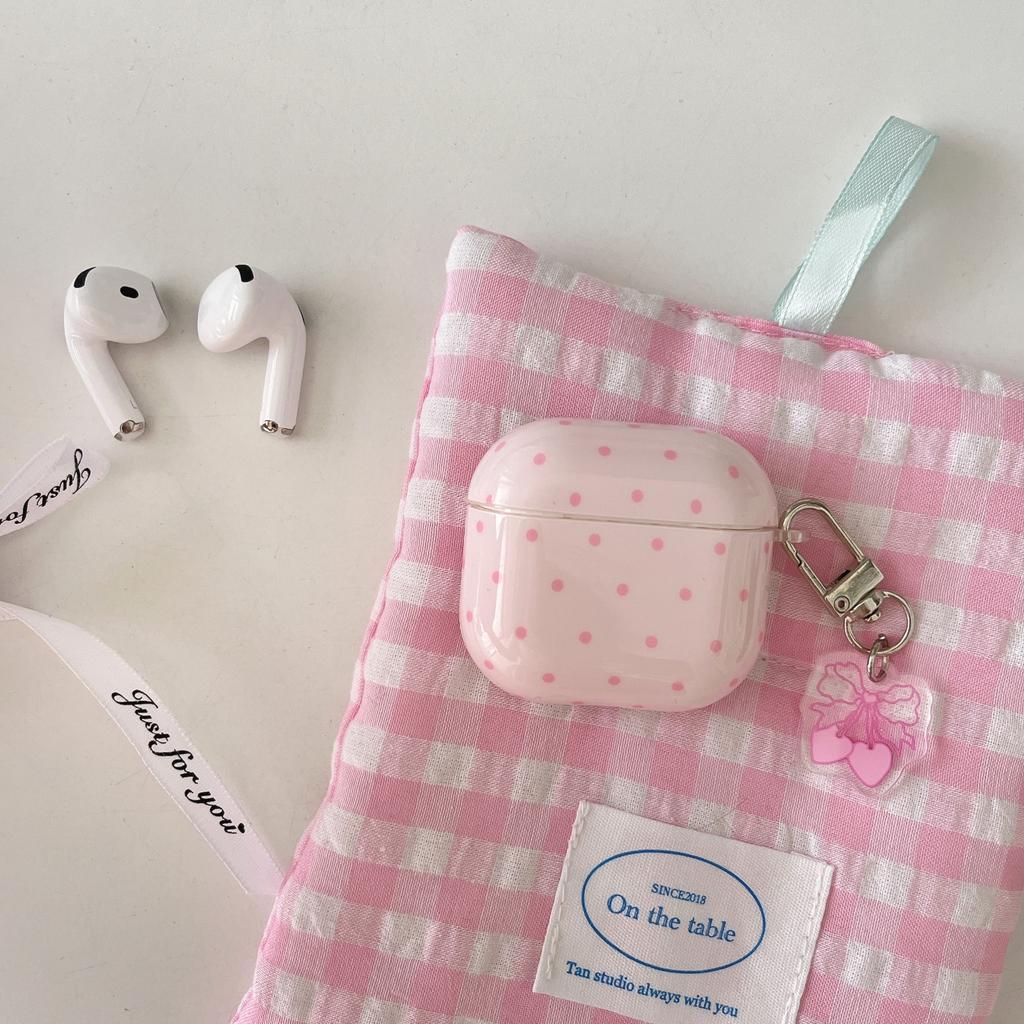 Fresh Pink and Green Polka Dots Are Suitable for AirPods1 Protective Case Pro1 Apple Wireless Bluetooth Headset Case 1st Generation Soft Case.