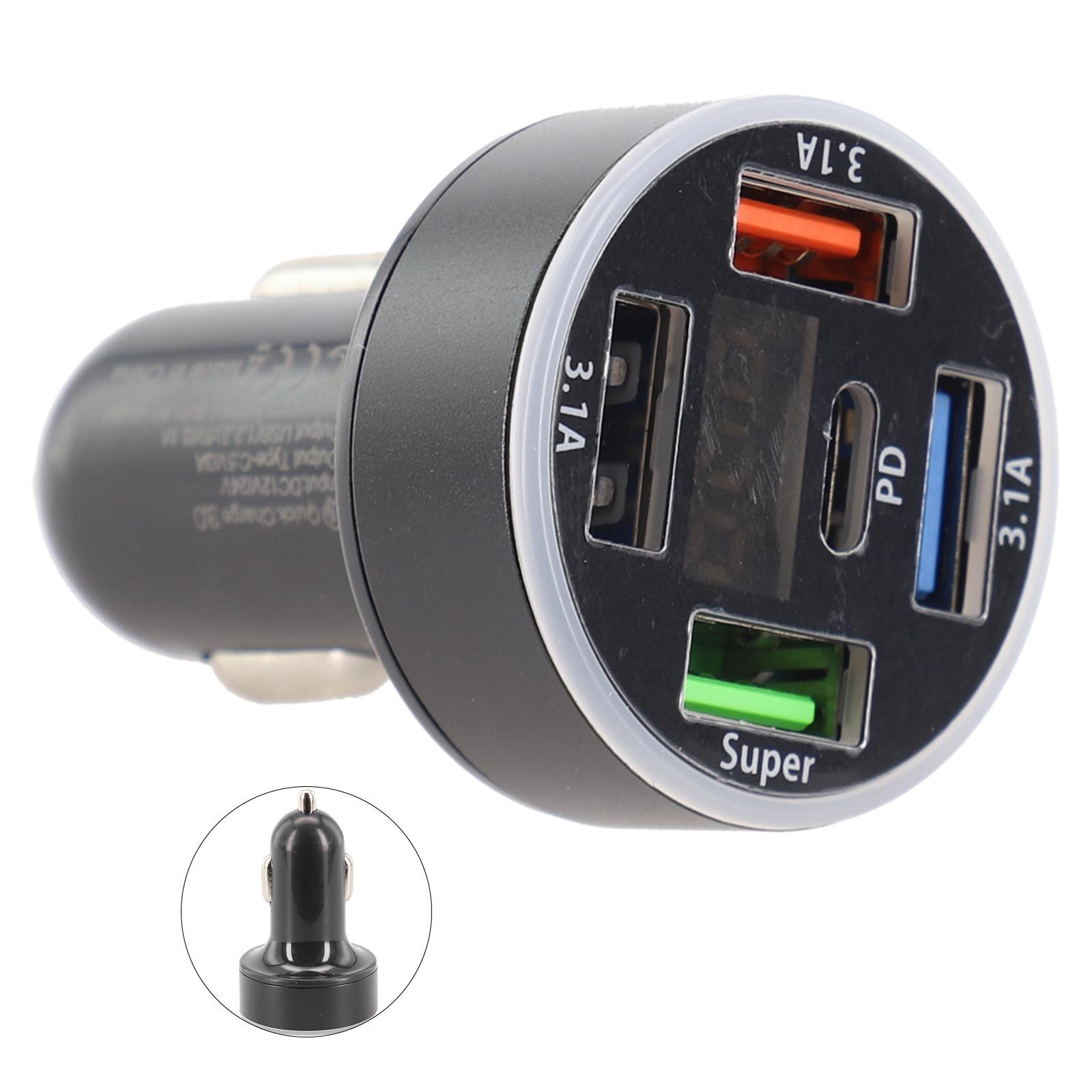 

4 USB + 1PD автомобильный адаптер для быстрой зарядки, разветвитель