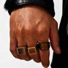 Classic Tiger Eye Natural Stone Stainless Steel Ring for Men, Chunky Square Thumb Ring, Waterproof Jewelry Gift