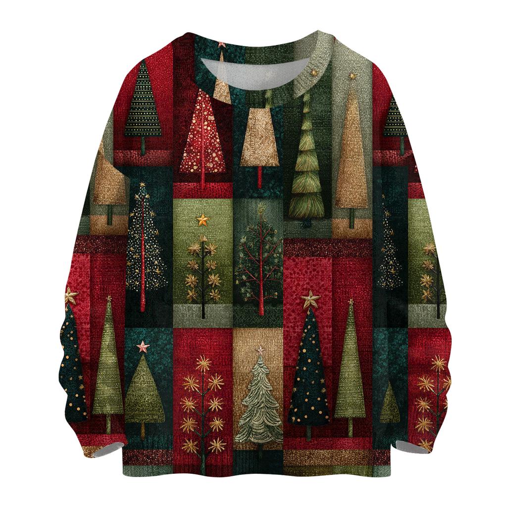 Women's Casual Long Sleeve Woolen Christmas Sweatshirt Fall  Vacation Long Sleeve Pullover