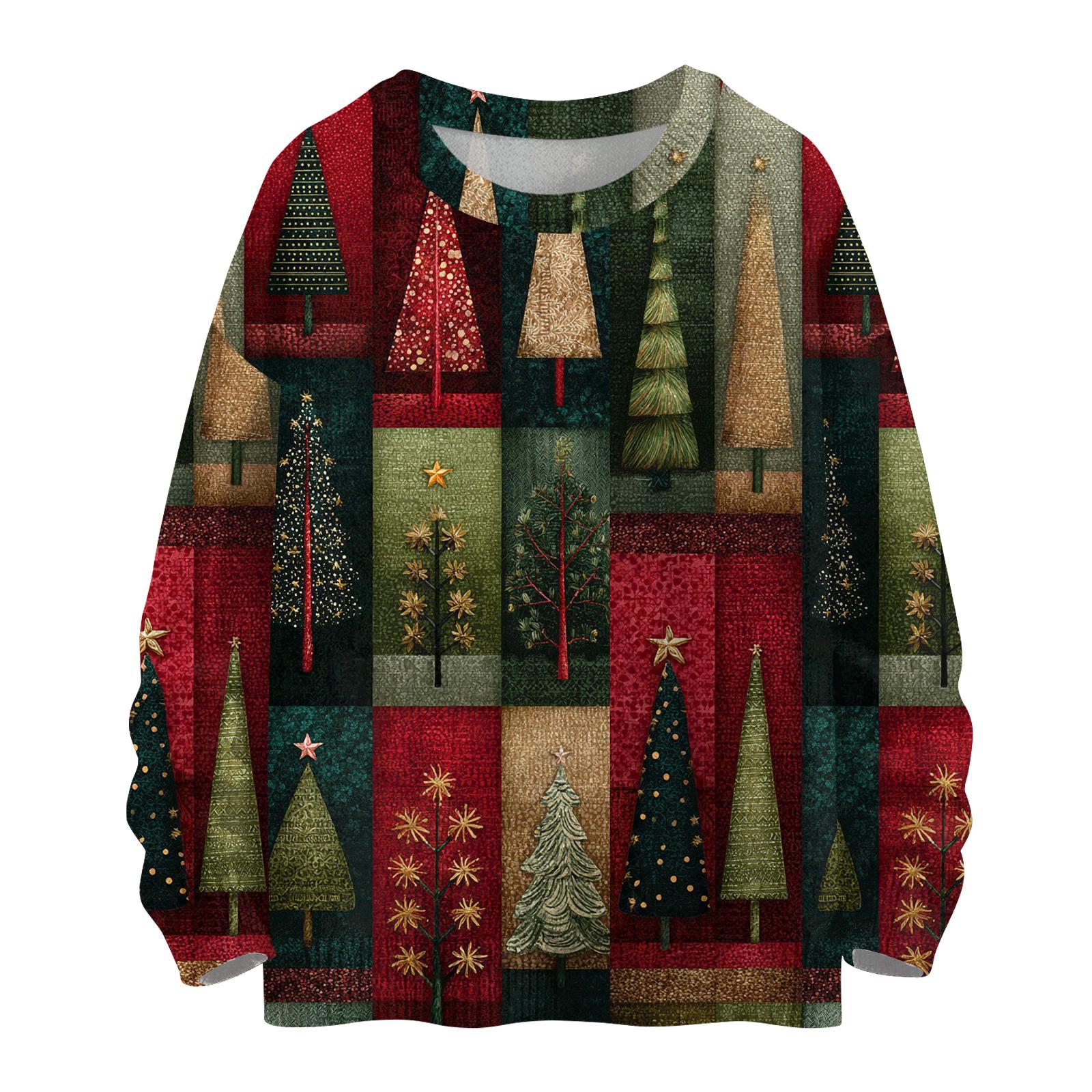 

Женский повседневный шерстяной рождественский свитшот с длинным рукавом, осенний отпускной пуловер с длинным рукавом M