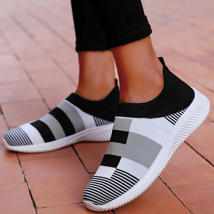Fashion Fashion Women Sneakers Flat Shoes Woman Vulcanized Sneaker Women Slip On Sock Shoes Plus Size Women's Sneaker Zapatos De Mujer