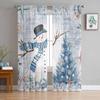 Coral Starfish Christmas Tree Snowman Snowflake Wood Sheer Curtains Room Decoration Window Curtains Kitchen Tulle Voile Curtains