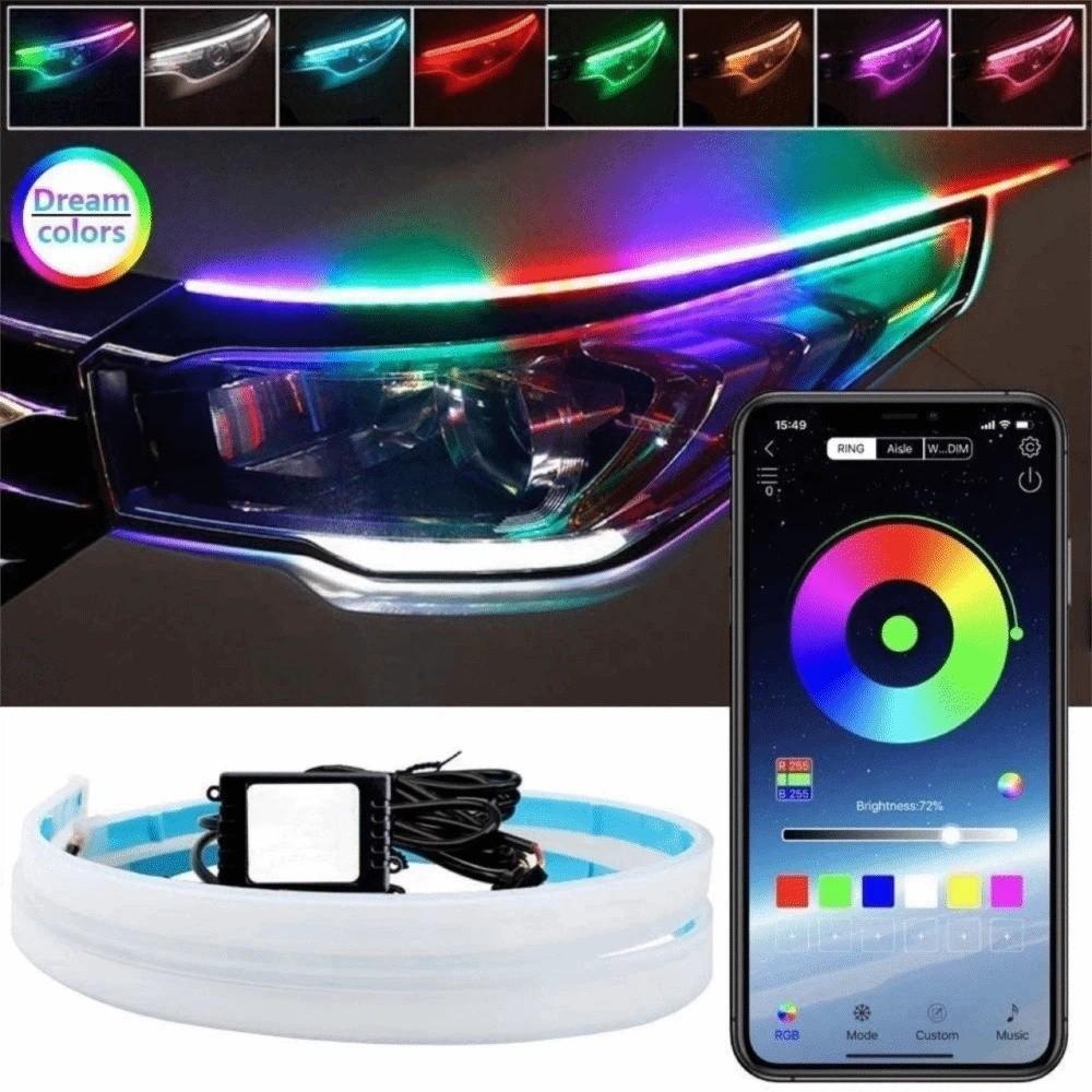 APP Control RGB LED Strip 12V Atmosphere Foot Light Waterproof Car Running Lights Moto