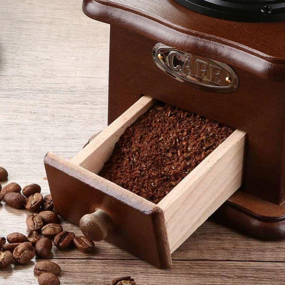Wood Coffee Mill Burr Hand Cranked Coffee Grinding Machine Vintage Coffee Bean Grinder  Gift
