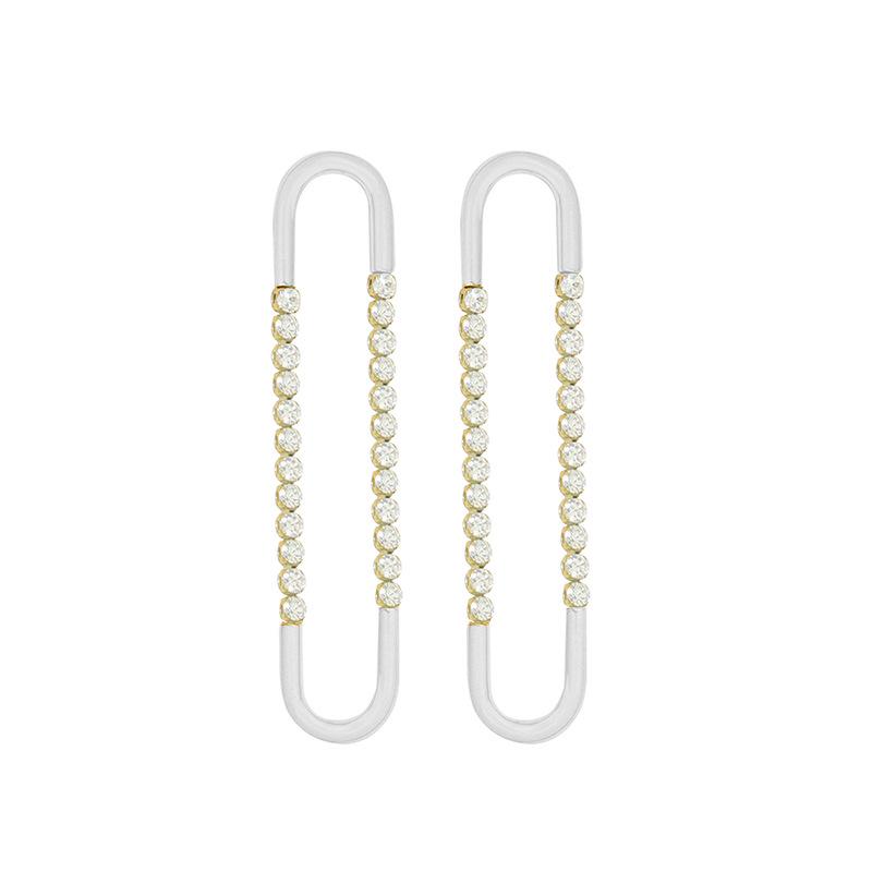 

Французские минималистичные геометрические серьги-пусеты U-образной формы из циркона и титановой стали с 18-каратным золотым покрытием