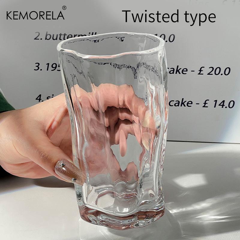 Irregular Twist INS Style Iced Coffee Cup Summer Juice Glass Cold Drink Cup for Bar And Home Use American Latte Drinkware