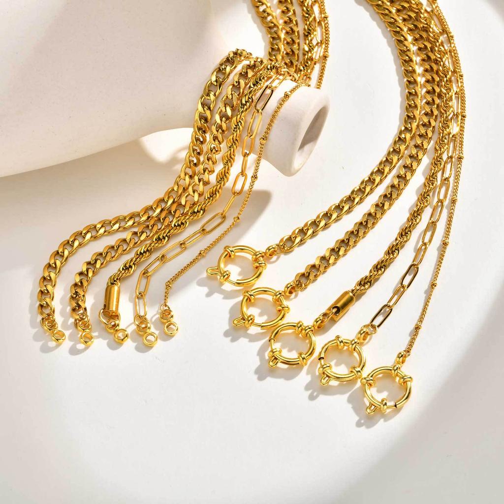 Fashion Women'S Accessories Stainless Steel Bead Chain Bubble Buckle Gold Necklace 2209