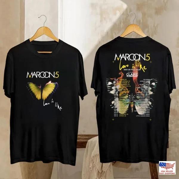 Maroon 5 Tour 2026 T-Shirt Love Is Like Vintage Concert Band Tee Unisex PP2531 S