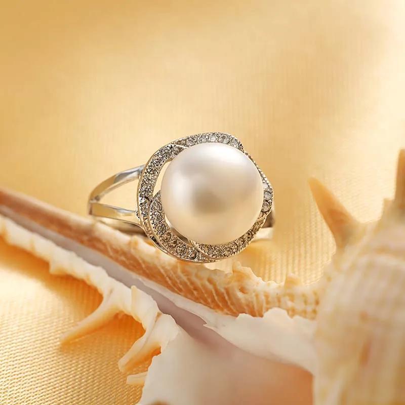 Kupferschmuck Auf Großen Natürlichen Perlenringen Für Frauen Steinring Verstellbar Weiß/Rosa/Lila Perle resizable beige