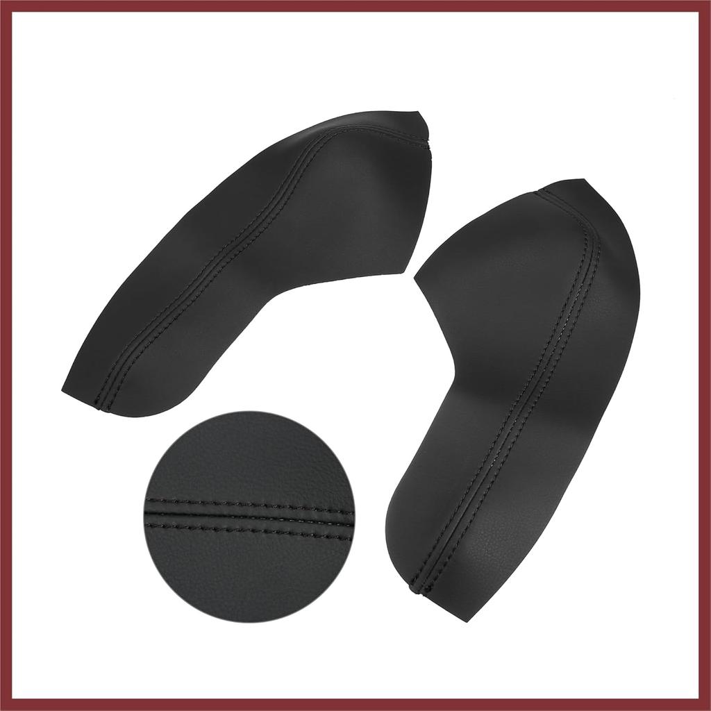 4Pcs/Set Car Door Armrest Protector Cover Microfiber Leather Pad Replacement for Honda Civic 10th Gen 2016 2017 2018 2019 2020 Black with Black Line
