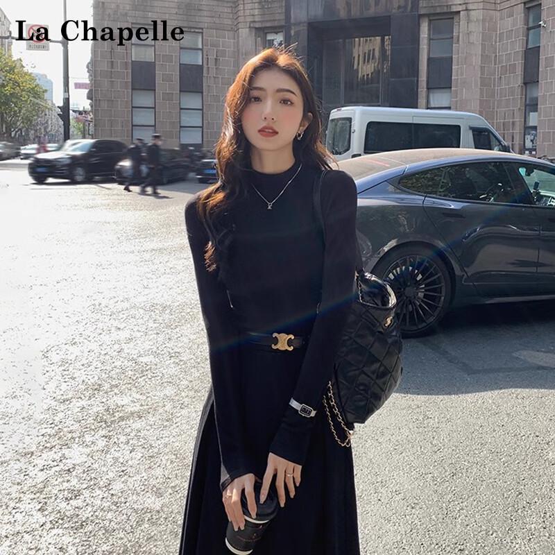 La Chapelle Women's Mock Neck Slim Fit Knit Top